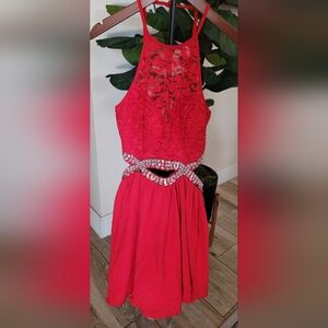 Elegant Red Lace Dress
